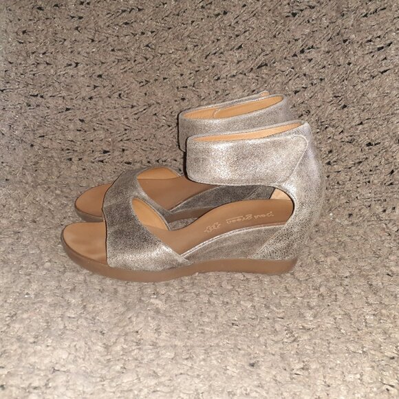 PAUL GREEN-Tammy-Metallic Nubuck/Suede Ankle Strap Wedge Sandal-Sz 6.5-Near Mint - Picture 2 of 8